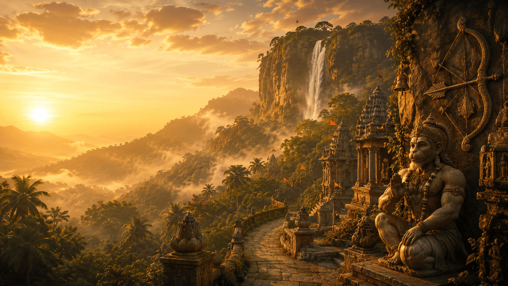 Hanuman beside a sacred mountain path in Sri Lanka